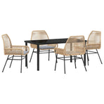 Garden Dining Set 5 pcs Brown Poly Rattan