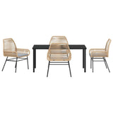Garden Dining Set with Cushion 5 pcs Brown Poly Rattan - Close-Up Angle