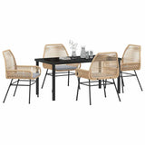 Garden Dining Set with Cushion 5 pcs Brown Poly Rattan