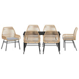 Garden Dining Set with Cushion 7 pcs Brown Poly Rattan