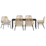 Garden Dining Set with Cushion 7 pcs Brown Poly Rattan - Close-Up Angle