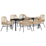 Garden Dining Set with Cushion 7 pcs Brown Poly Rattan - Side View
