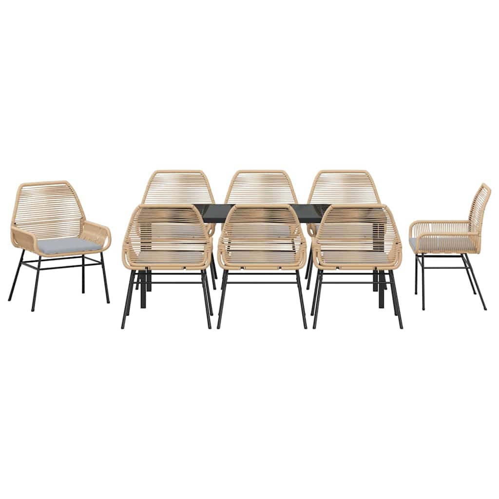 Garden Dining Set 9 pcs Brown Poly Rattan