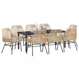 Garden Dining Set 9 pcs Brown Poly Rattan - Side View