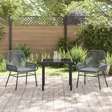 Garden Dining Set with Cushion 3 pcs Grey Poly Rattan