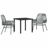 Garden Dining Set with Cushion 3 pcs Grey Poly Rattan