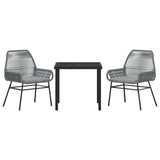 Garden Dining Set with Cushion 3 pcs Grey Poly Rattan - Close-Up Angle