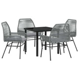 Garden Dining Set with Cushion 5 pcs Grey Poly Rattan - Front View
