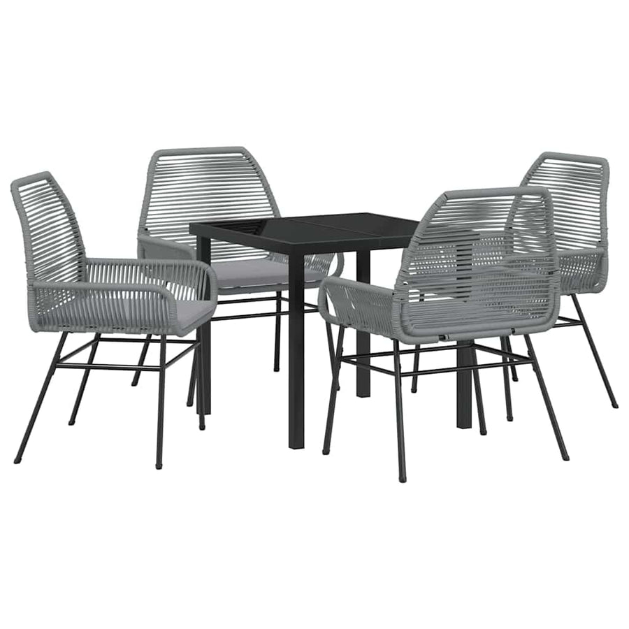 Garden Dining Set 5 pcs Grey Poly Rattan