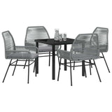 Garden Dining Set with Cushion 5 pcs Grey Poly Rattan