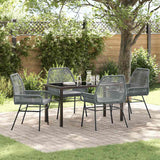Garden Dining Set with Cushion 5 pcs Grey Poly Rattan