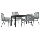 Garden Dining Set with Cushion 5 pcs Grey Poly Rattan - Front View