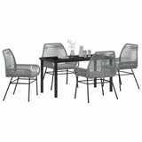 Garden Dining Set with Cushion 5 pcs Grey Poly Rattan - Side View