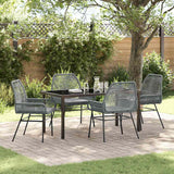 Garden Dining Set with Cushion 5 pcs Grey Poly Rattan