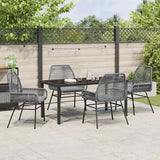 Garden Dining Set with Cushion 5 pcs Grey Poly Rattan - Top-Down View