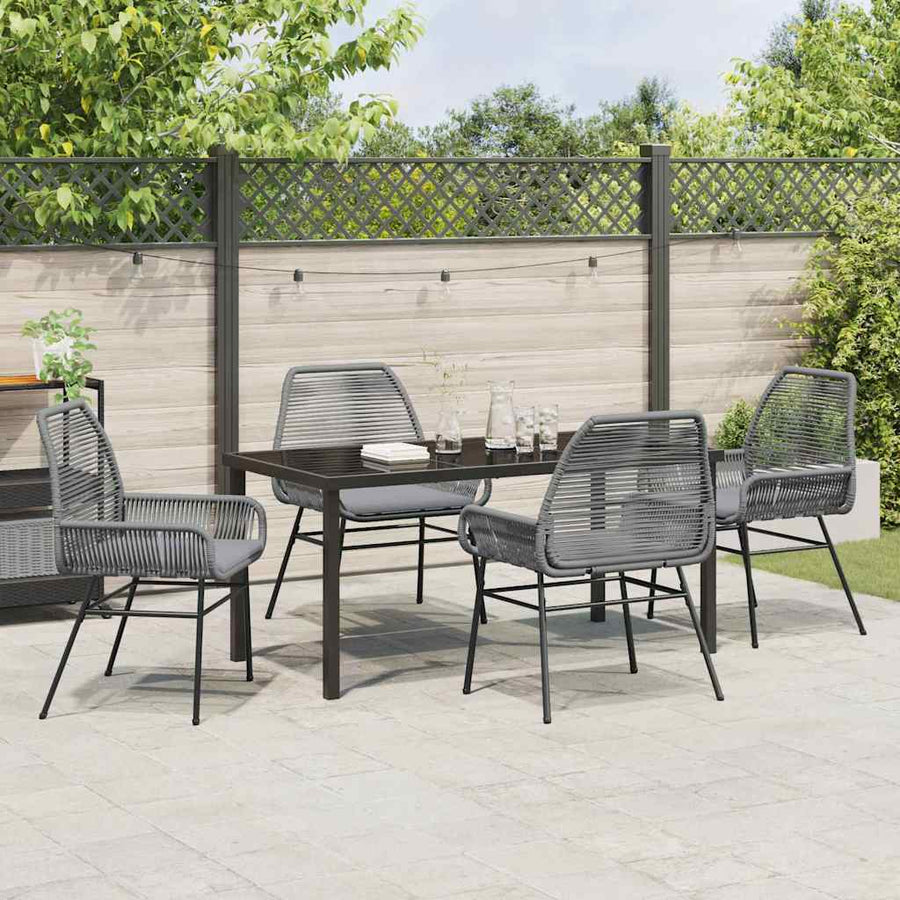 Garden Dining Set 5 pcs Grey Poly Rattan