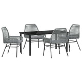 Garden Dining Set with Cushion 5 pcs Grey Poly Rattan
