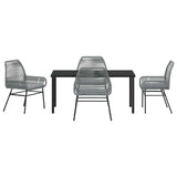 Garden Dining Set with Cushion 5 pcs Grey Poly Rattan