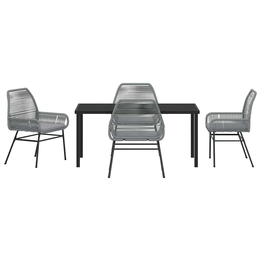 Garden Dining Set 5 pcs Grey Poly Rattan