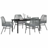 Garden Dining Set with Cushion 5 pcs Grey Poly Rattan