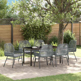 Garden Dining Set with Cushion 7 pcs Grey Poly Rattan