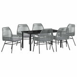 Garden Dining Set with Cushion 7 pcs Grey Poly Rattan