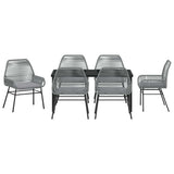 Garden Dining Set with Cushion 7 pcs Grey Poly Rattan