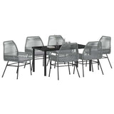 Garden Dining Set with Cushion 7 pcs Grey Poly Rattan - Side View