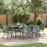 Garden Dining Set with Cushion 7 pcs Grey Poly Rattan