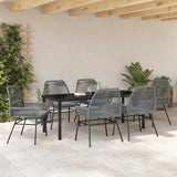 Garden Dining Set with Cushion 7 pcs Grey Poly Rattan - Top-Down View
