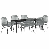 Garden Dining Set with Cushion 7 pcs Grey Poly Rattan