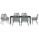 Garden Dining Set with Cushion 7 pcs Grey Poly Rattan