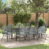 Garden Dining Set with Cushion 9 pcs Grey Poly Rattan
