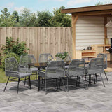 Garden Dining Set with Cushion 9 pcs Grey Poly Rattan - Top-Down View