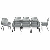 Garden Dining Set with Cushion 9 pcs Grey Poly Rattan - Close-Up Angle