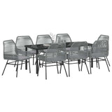 Garden Dining Set with Cushion 9 pcs Grey Poly Rattan - Side View