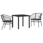 Garden Dining Set 3 pcs Black Poly Rattan