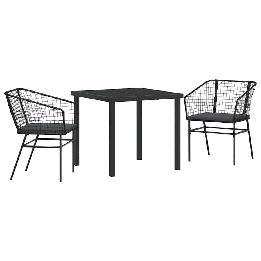 Garden Dining Set 3 pcs Black Poly Rattan