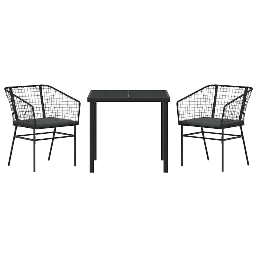 Garden Dining Set 3 pcs Black Poly Rattan