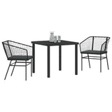 Garden Dining Set 3 pcs Black Poly Rattan