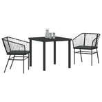 Garden Dining Set 3 pcs Black Poly Rattan