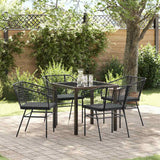 Garden Dining Set 5 pcs Black Poly Rattan