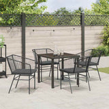 Garden Dining Set 5 pcs Black Poly Rattan - Top-Down View