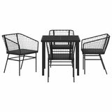 Garden Dining Set 5 pcs Black Poly Rattan - Close-Up Angle