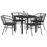Garden Dining Set 5 pcs Black Poly Rattan