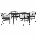 Garden Dining Set 5 pcs Black Poly Rattan - Front View
