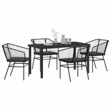 Garden Dining Set 5 pcs Black Poly Rattan - Side View