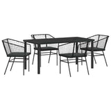 Garden Dining Set 5 pcs Black Poly Rattan - Front View