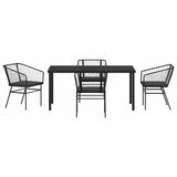 Garden Dining Set 5 pcs Black Poly Rattan - Close-Up Angle