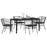 Garden Dining Set 5 pcs Black Poly Rattan - Side View